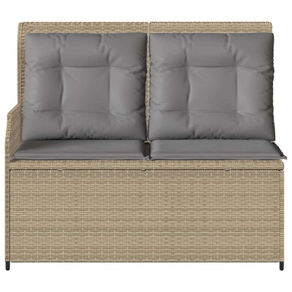 Tuinbankje Verstelbaar Met Kussens Poly Rattan 1 Beige en grijs