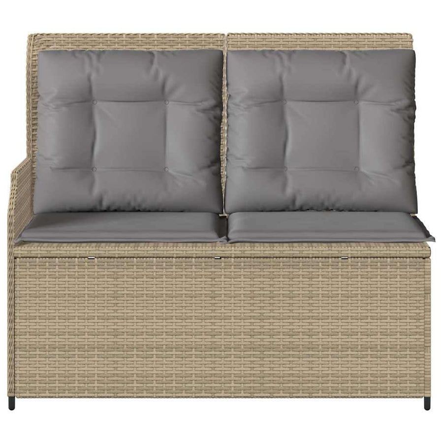 Tuinbankje Verstelbaar Met Kussens Poly Rattan 1 Beige en grijs