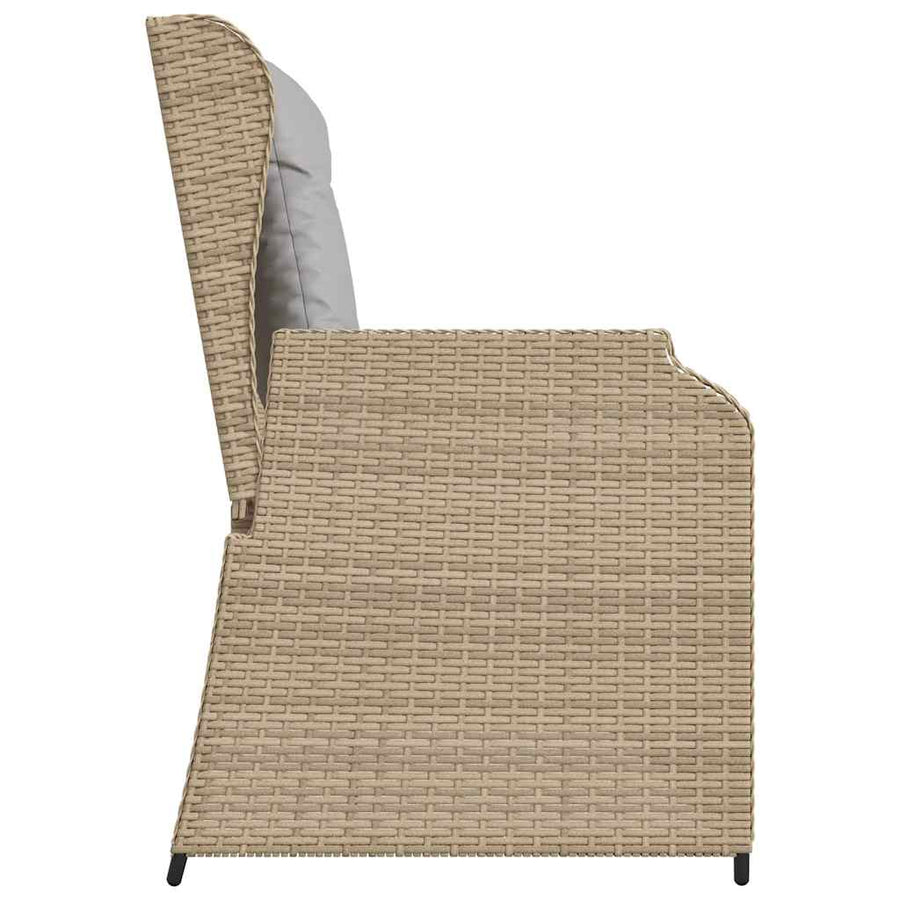 Tuinbankje Verstelbaar Met Kussens Poly Rattan 1 Beige en grijs