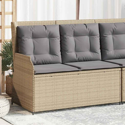 Tuinbankje Verstelbaar Met Kussens Poly Rattan 1 Beige en grijs