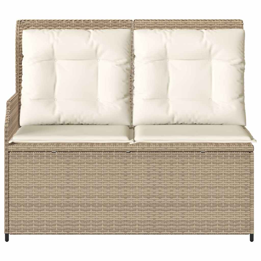 Tuinbankje Verstelbaar Met Kussens Poly Rattan 1 beige en crèmekleurig
