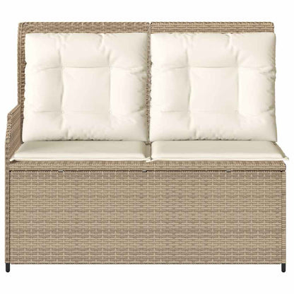 Tuinbankje Verstelbaar Met Kussens Poly Rattan 1 beige en crèmekleurig