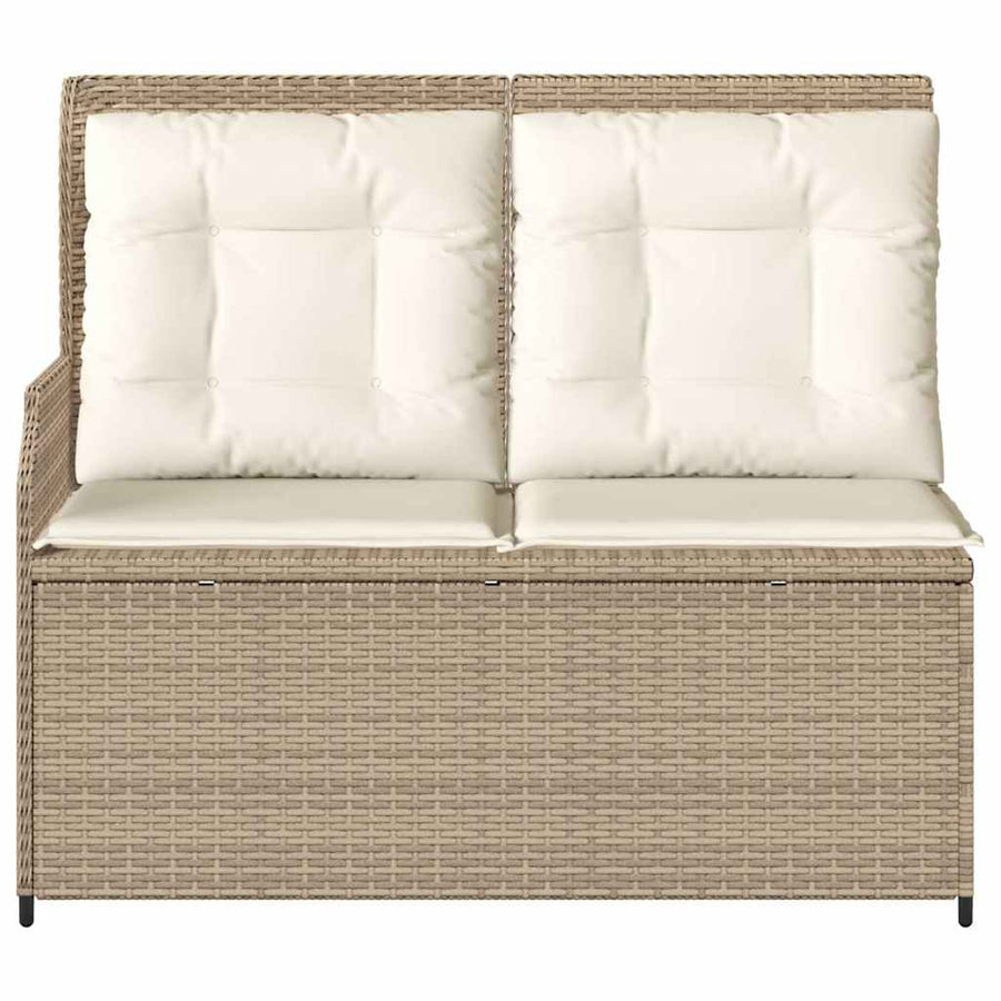 Tuinbankje Verstelbaar Met Kussens Poly Rattan 1 beige en crèmekleurig