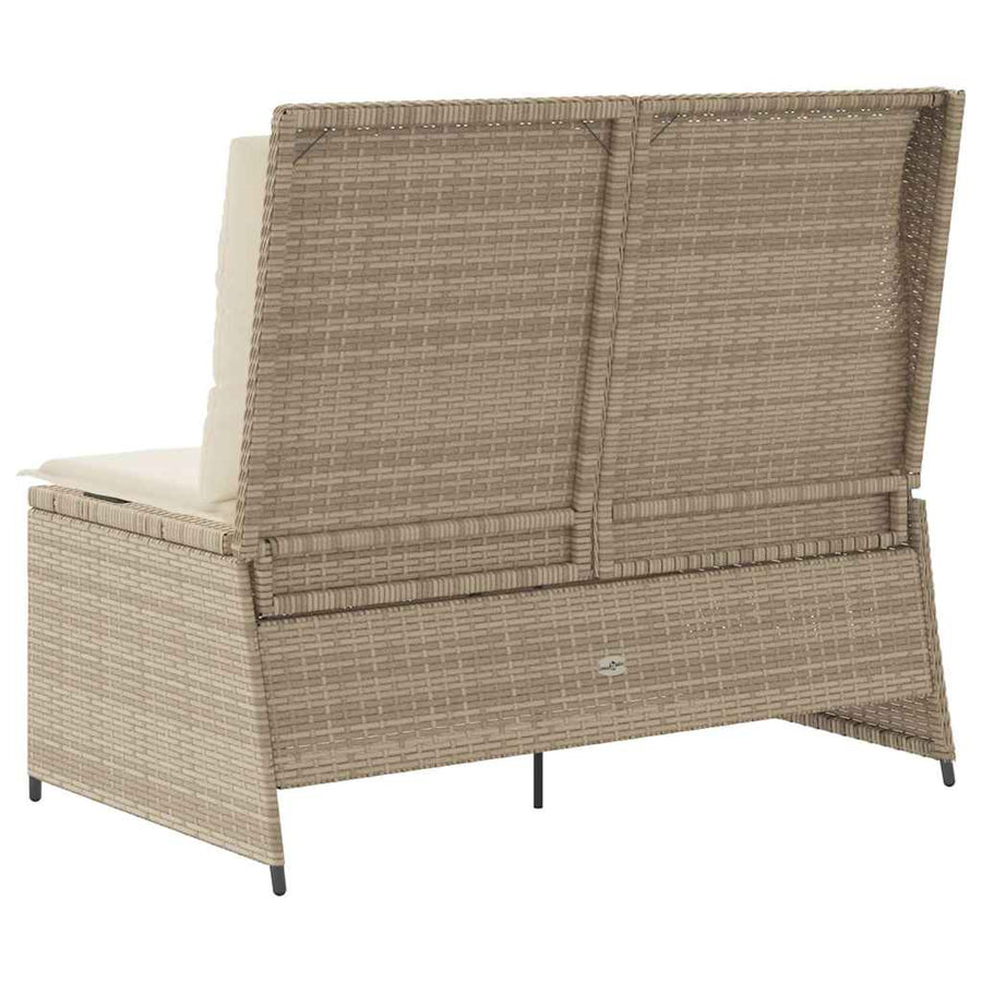 Tuinbankje Verstelbaar Met Kussens Poly Rattan 1 beige en crèmekleurig