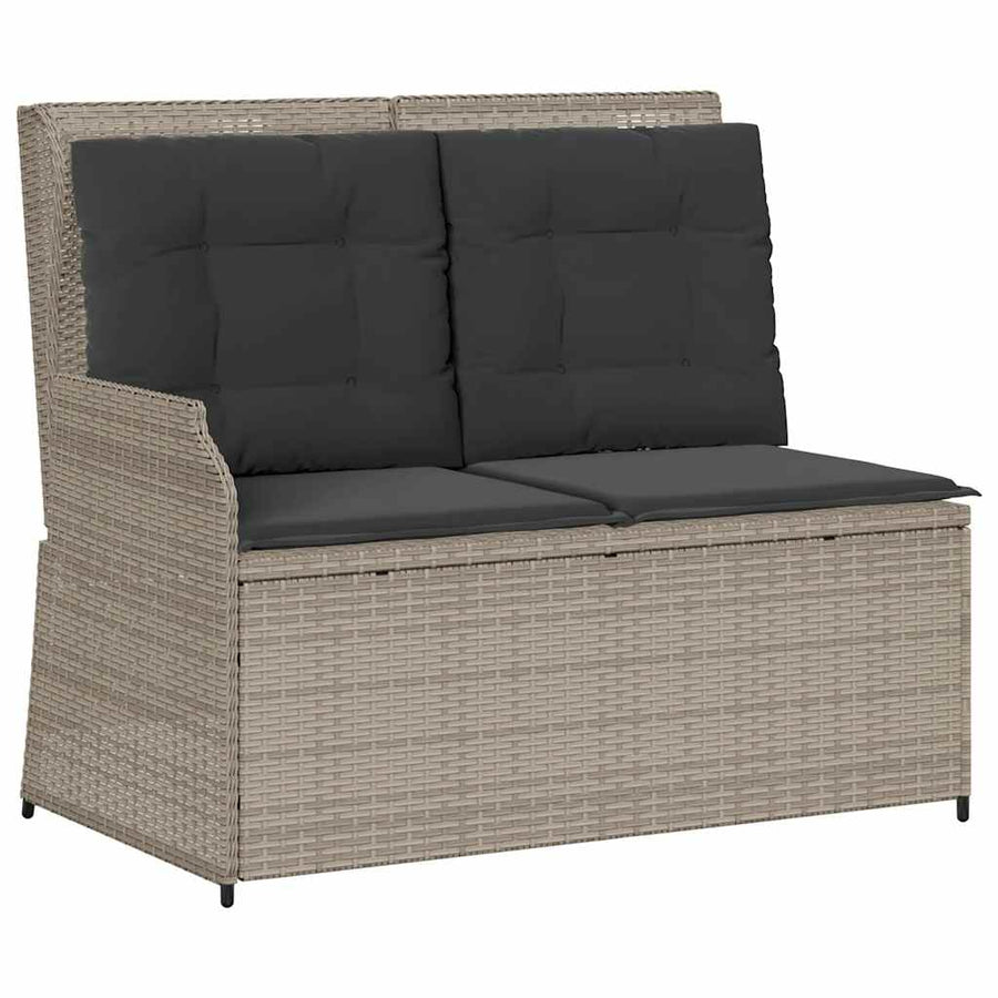 Tuinbankje Verstelbaar Met Kussens Poly Rattan 1 Lichtgrijs