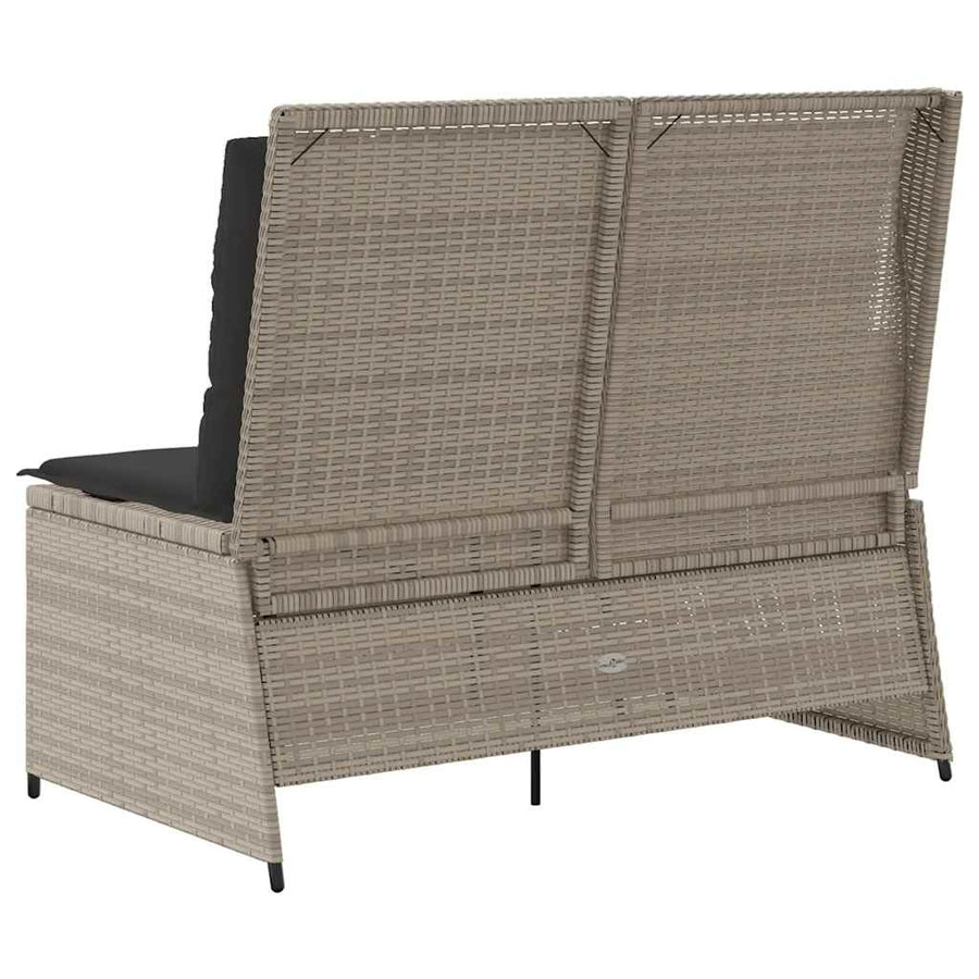 Tuinbankje Verstelbaar Met Kussens Poly Rattan 1 Lichtgrijs