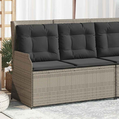 Tuinbankje Verstelbaar Met Kussens Poly Rattan 1 Lichtgrijs
