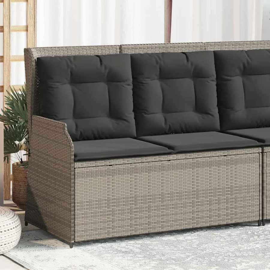 Tuinbankje Verstelbaar Met Kussens Poly Rattan 1 Lichtgrijs