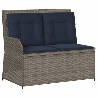 Ligbank voor in de tuin met kussens grijs poly rattan