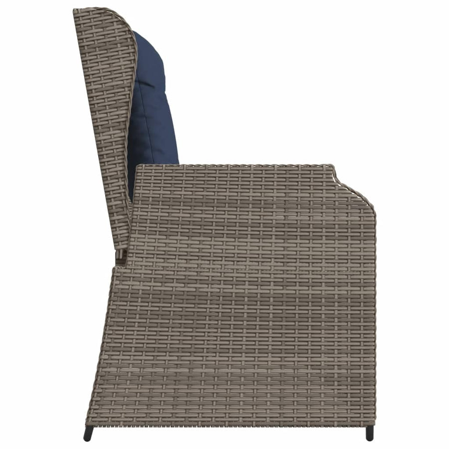 Ligbank voor in de tuin met kussens grijs poly rattan
