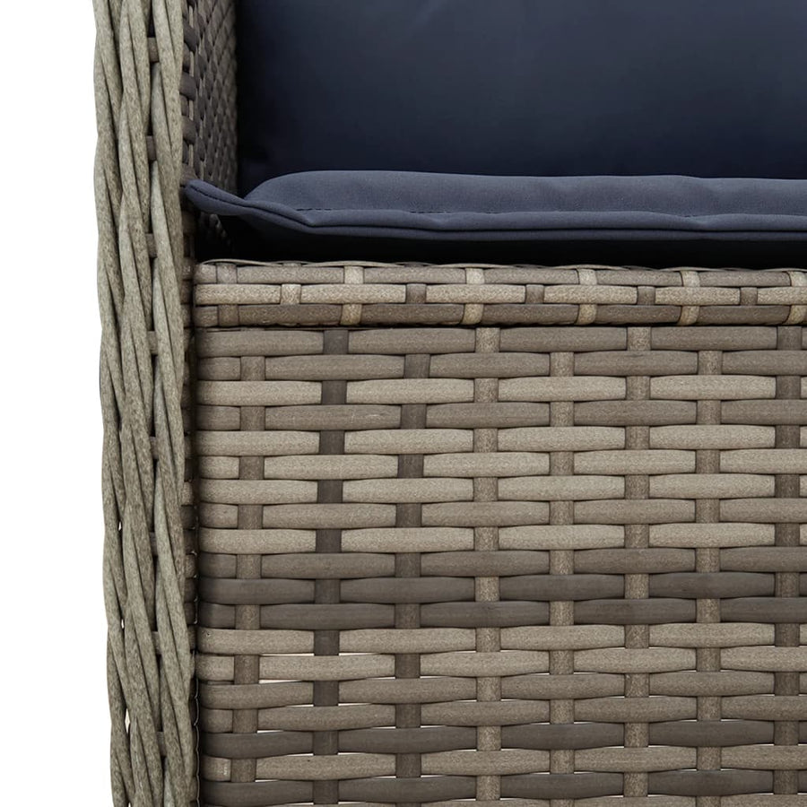 Ligbank voor in de tuin met kussens grijs poly rattan
