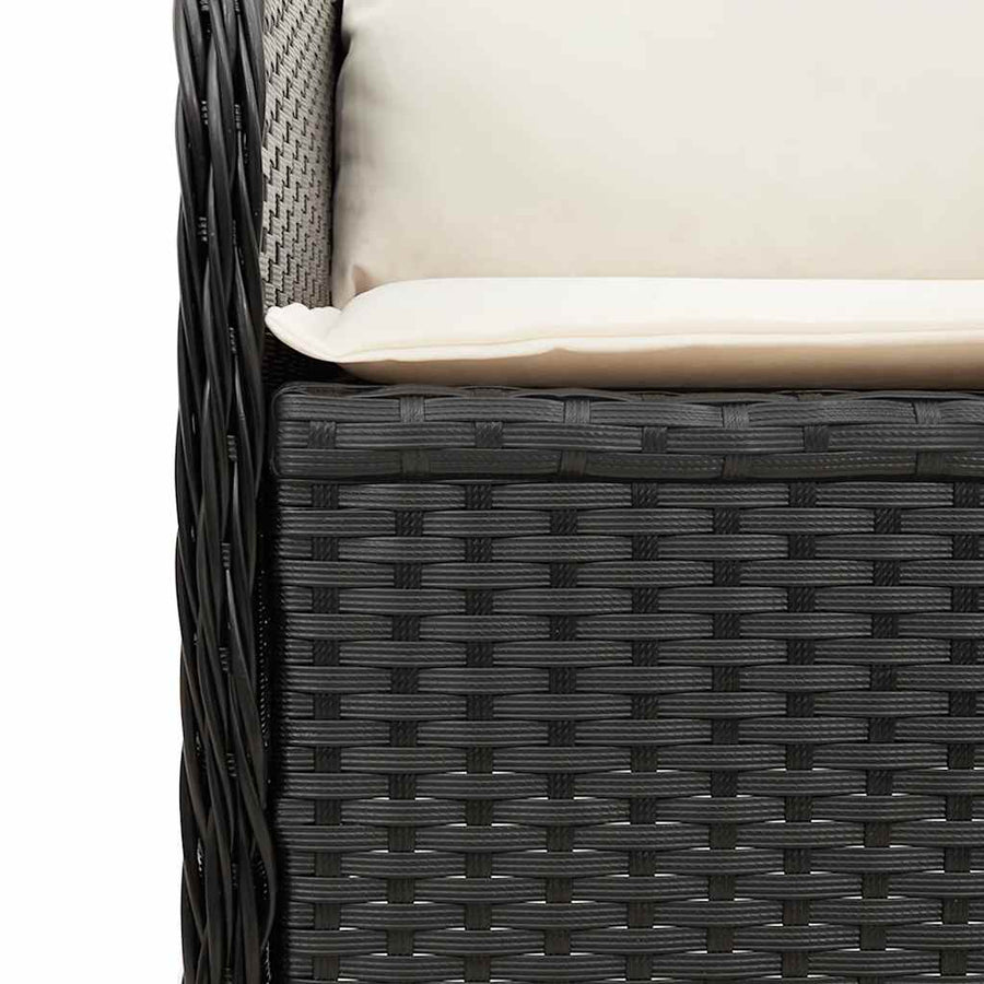Tuinbankje Verstelbaar Met Kussens Poly Rattan 1 Zwart