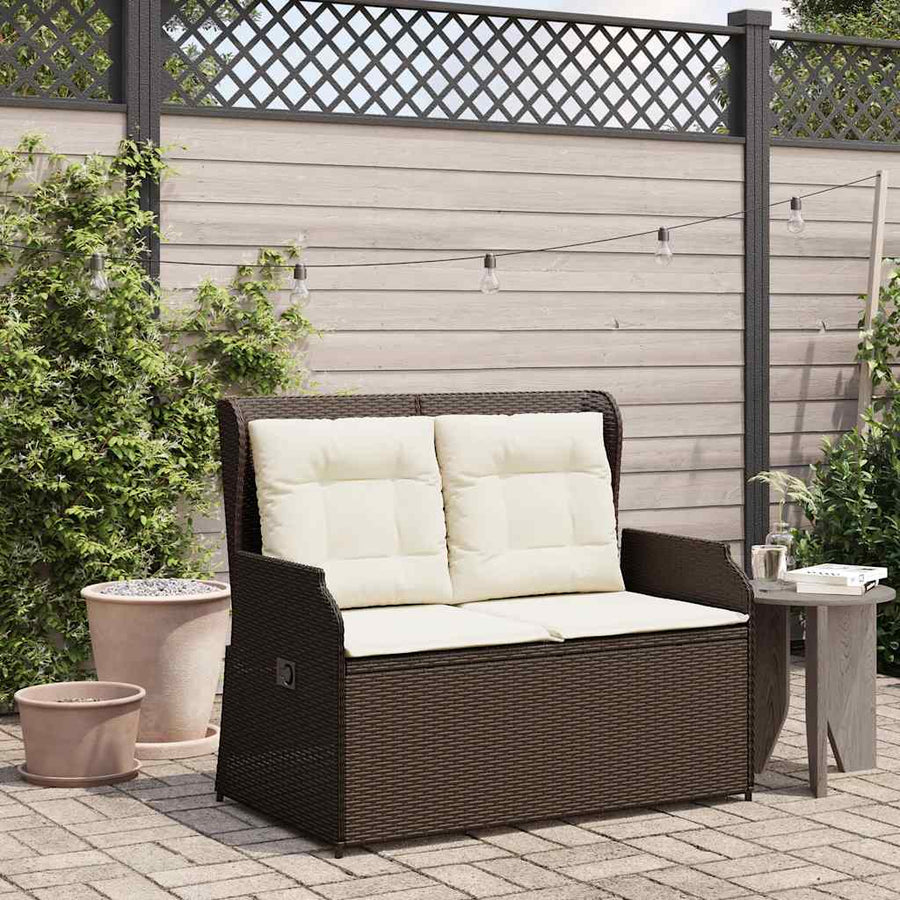 Tuinbankje Verstelbaar Met Kussens Poly Rattan 1 Bruin