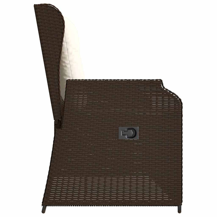 Tuinbankje Verstelbaar Met Kussens Poly Rattan 1 Bruin