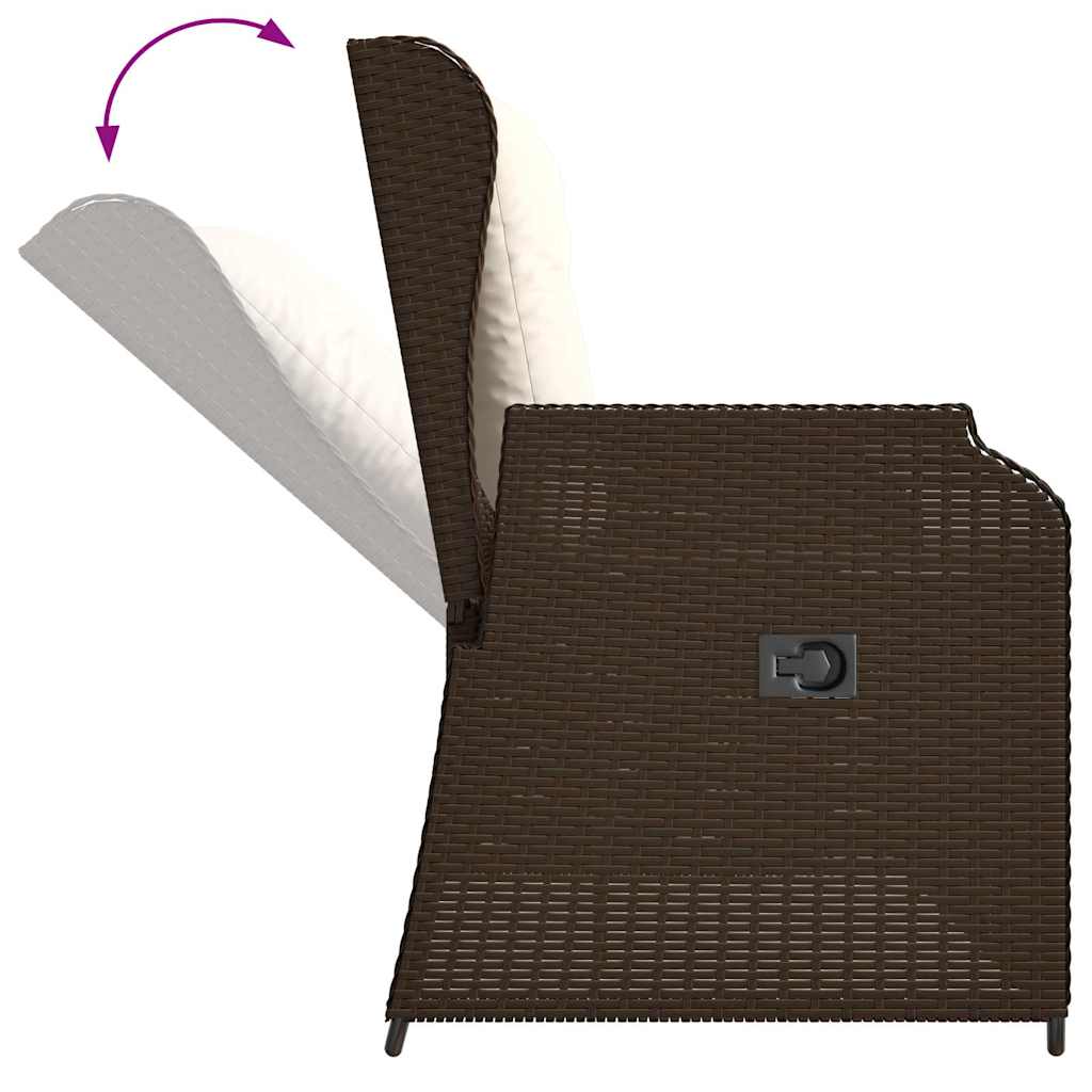 Tuinbankje Verstelbaar Met Kussens Poly Rattan 1 Bruin