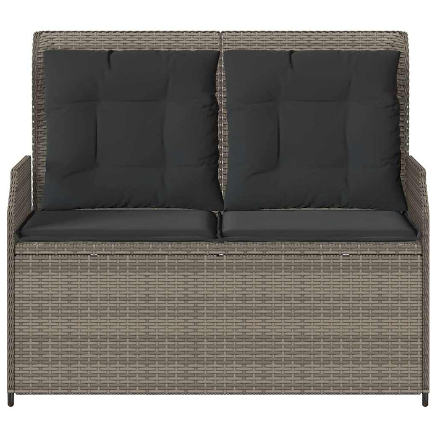 Tuinbankje Verstelbaar Met Kussens Poly Rattan 1 Grijs