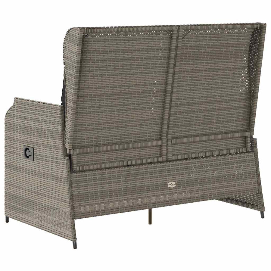 Tuinbankje Verstelbaar Met Kussens Poly Rattan 1 Grijs