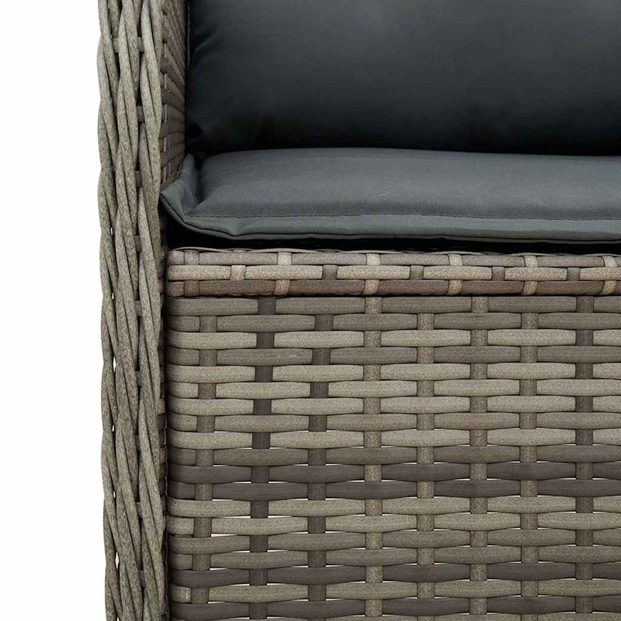 Tuinbankje Verstelbaar Met Kussens Poly Rattan 1 Grijs