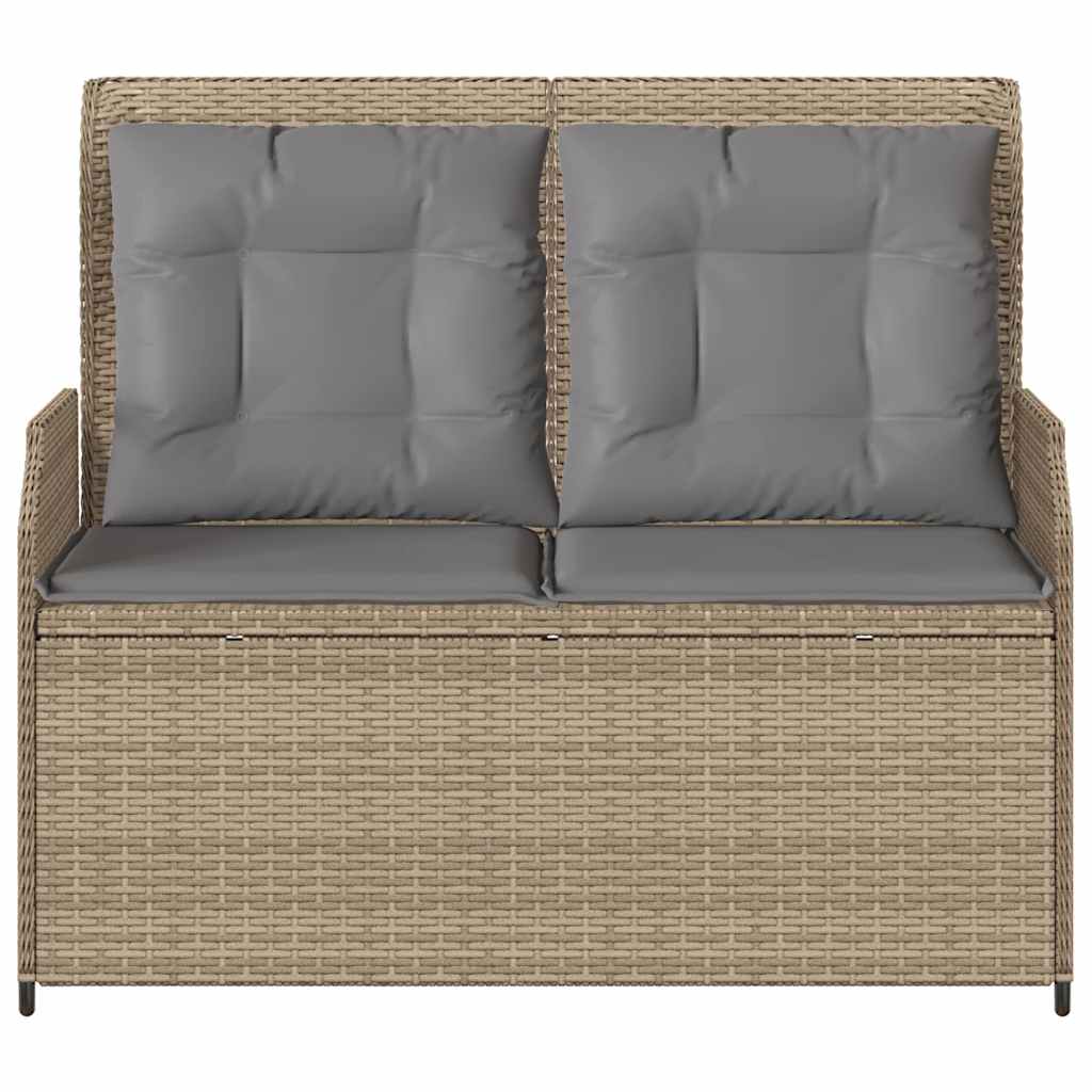 Tuinbankje Verstelbaar Met Kussens Poly Rattan 1 Beige en grijs