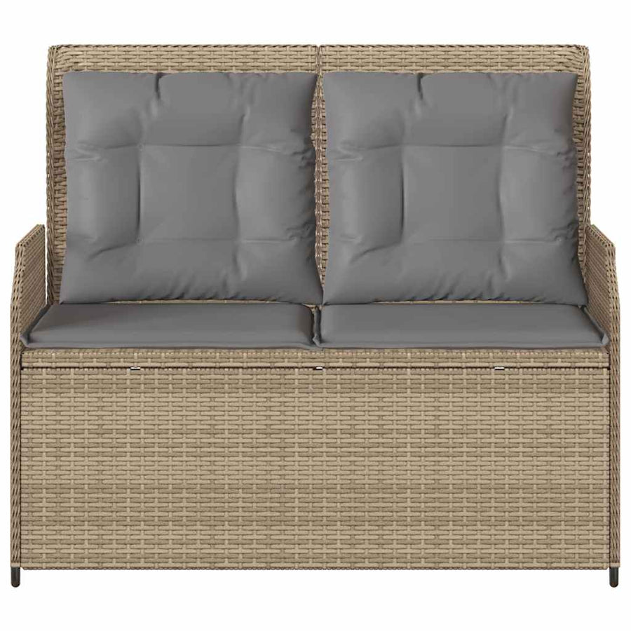 Tuinbankje Verstelbaar Met Kussens Poly Rattan 1 Beige en grijs