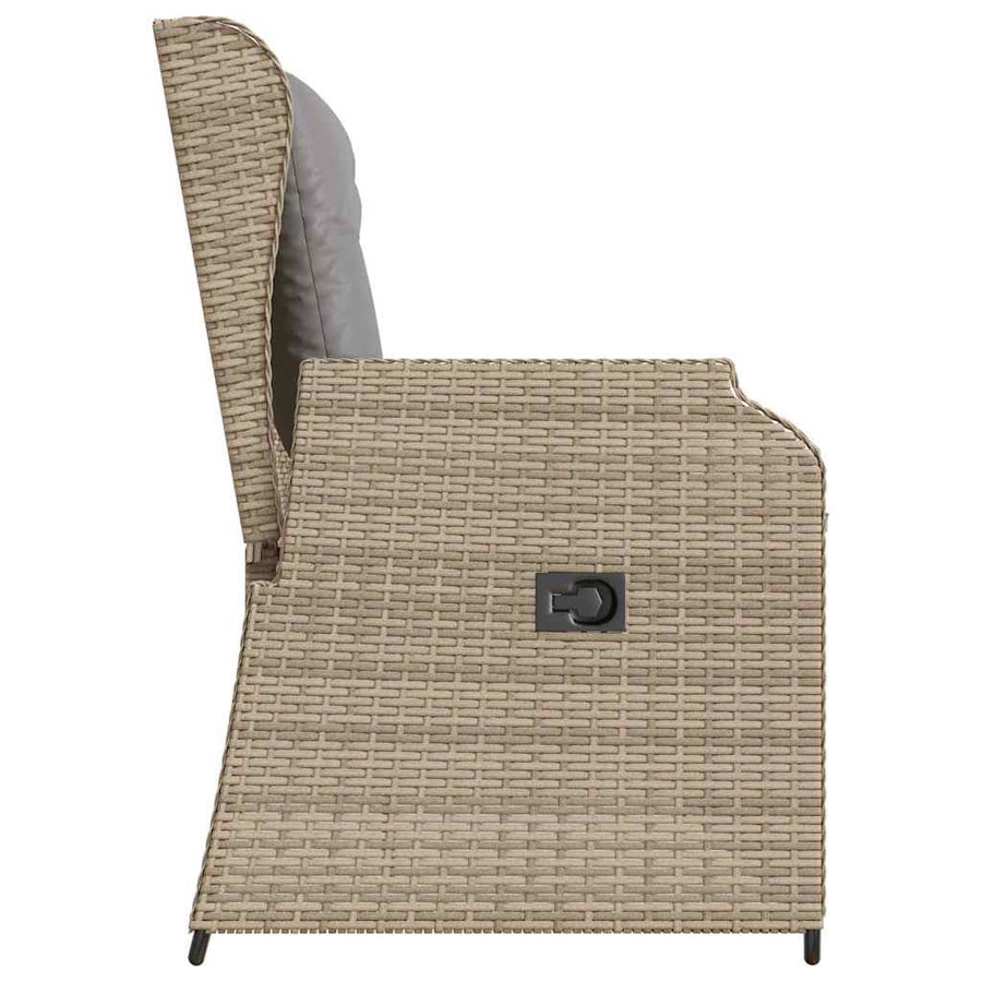 Tuinbankje Verstelbaar Met Kussens Poly Rattan 1 Beige en grijs