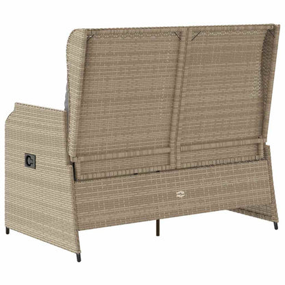 Tuinbankje Verstelbaar Met Kussens Poly Rattan 1 Beige en grijs