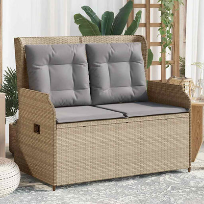 Tuinbankje Verstelbaar Met Kussens Poly Rattan 1 Beige en grijs