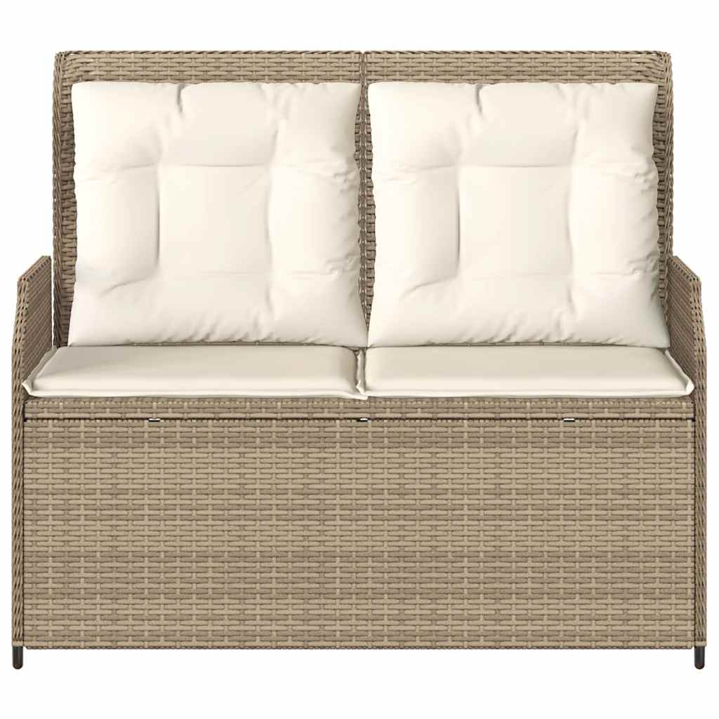 Tuinbankje Verstelbaar Met Kussens Poly Rattan 1 beige en crèmekleurig