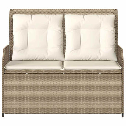Tuinbankje Verstelbaar Met Kussens Poly Rattan 1 beige en crèmekleurig