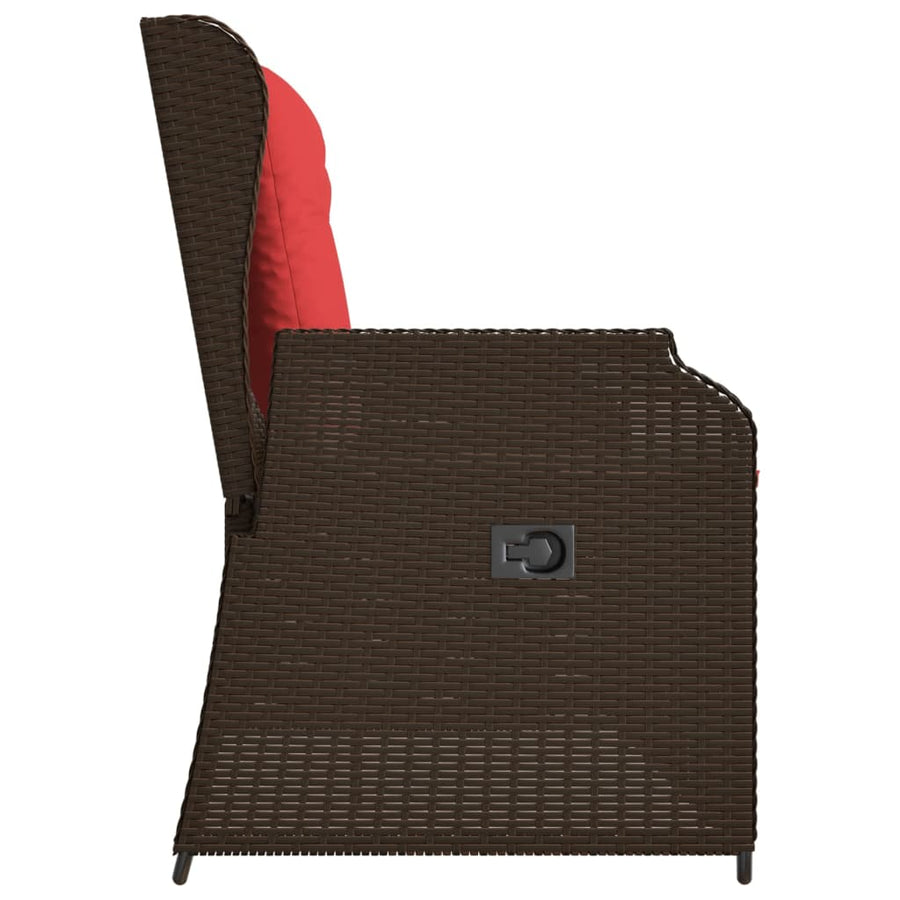 Ligbank voor in de tuin met kussens bruin poly rattan