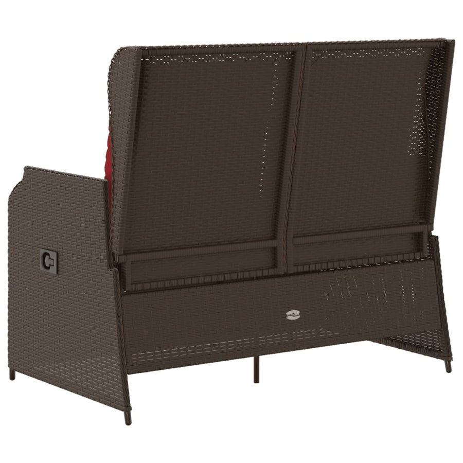 Ligbank voor in de tuin met kussens bruin poly rattan
