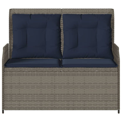 Ligbank voor in de tuin met kussens grijs poly rattan