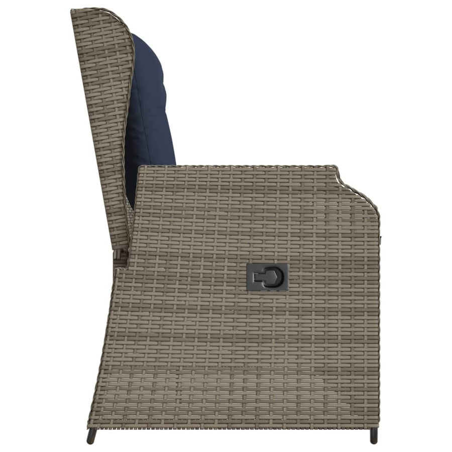 Ligbank voor in de tuin met kussens grijs poly rattan