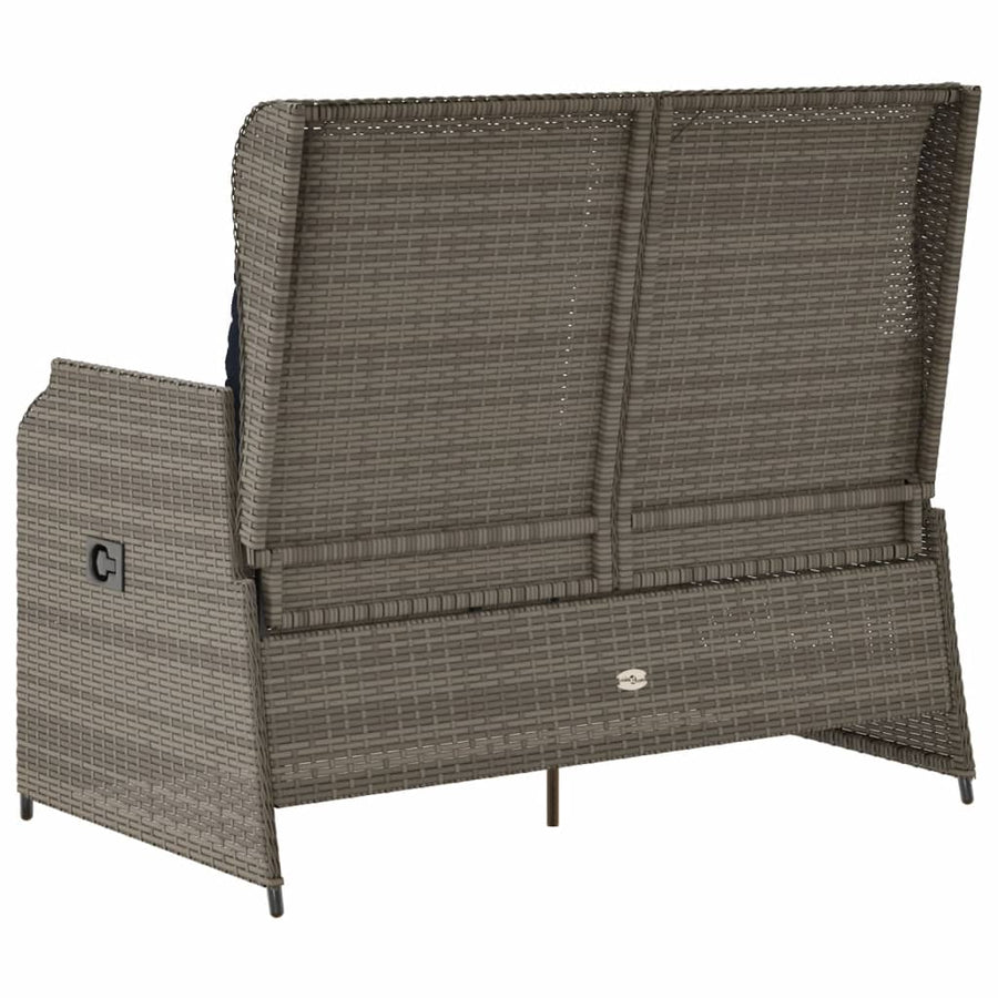 Ligbank voor in de tuin met kussens grijs poly rattan