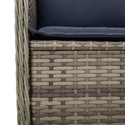Ligbank voor in de tuin met kussens grijs poly rattan