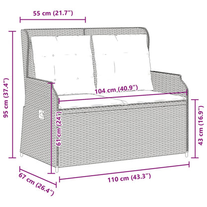 Ligbank voor in de tuin met kussens grijs poly rattan