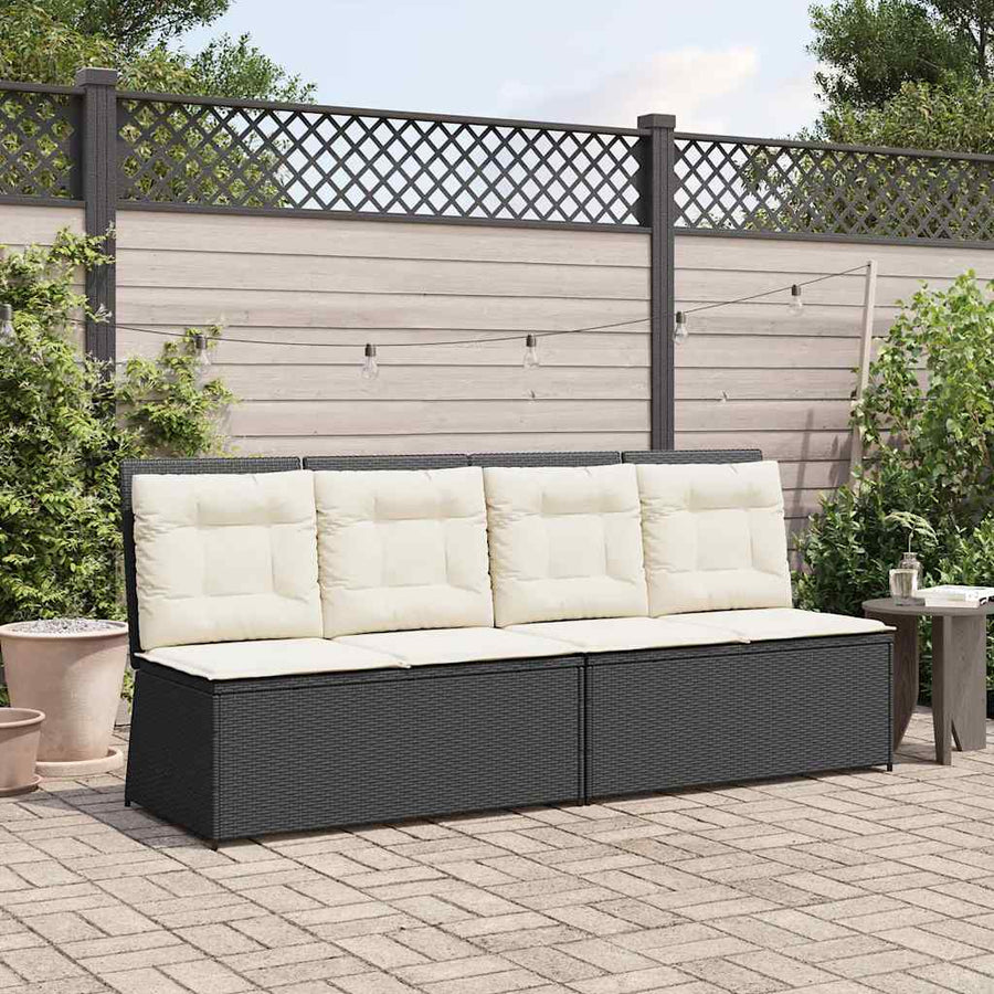 Tuinbankje Verstelbaar Met Kussens Poly Rattan 1 Zwart