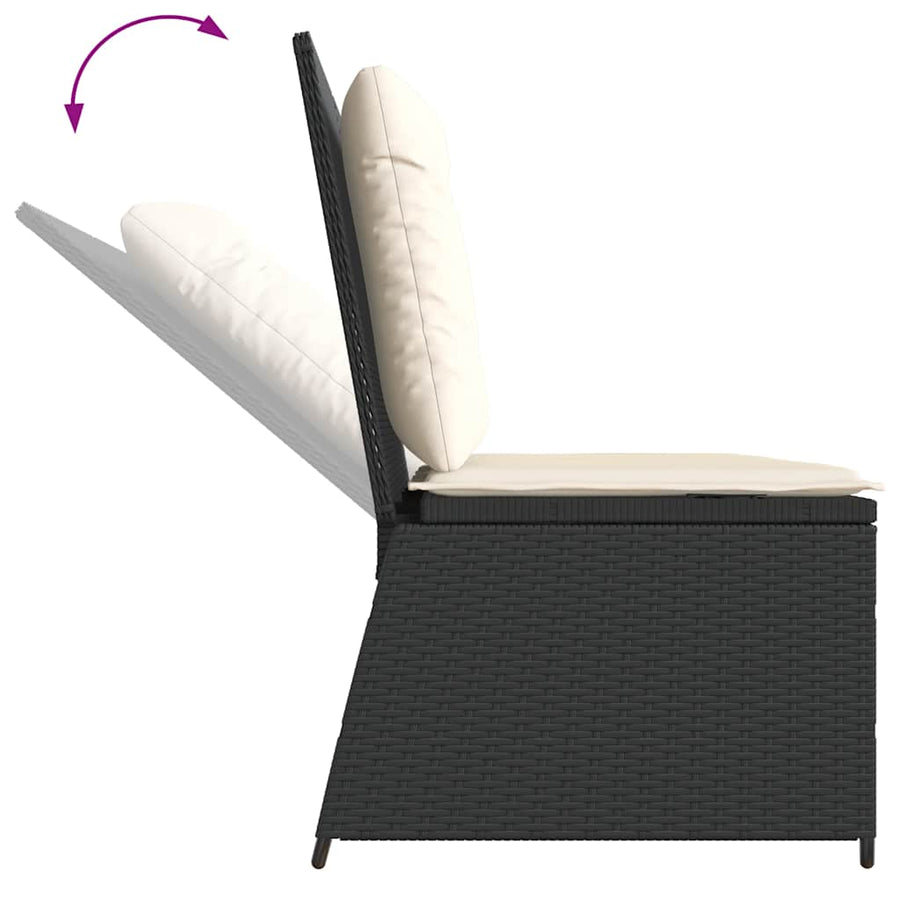 Tuinbankje Verstelbaar Met Kussens Poly Rattan 1 Zwart
