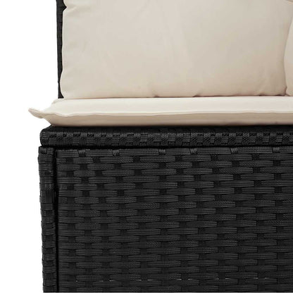 Tuinbankje Verstelbaar Met Kussens Poly Rattan 1 Zwart