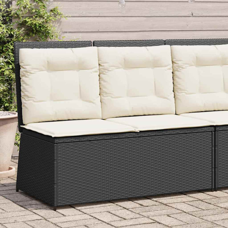 Tuinbankje Verstelbaar Met Kussens Poly Rattan 1 Zwart