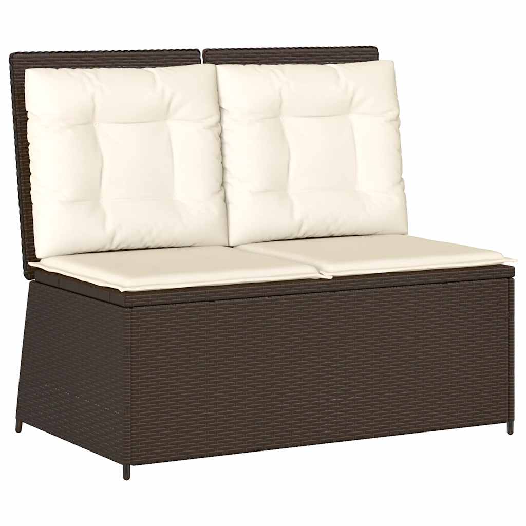Tuinbankje Verstelbaar Met Kussens Poly Rattan 1 Bruin