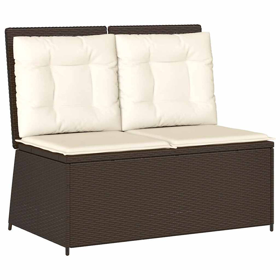 Tuinbankje Verstelbaar Met Kussens Poly Rattan 1 Bruin