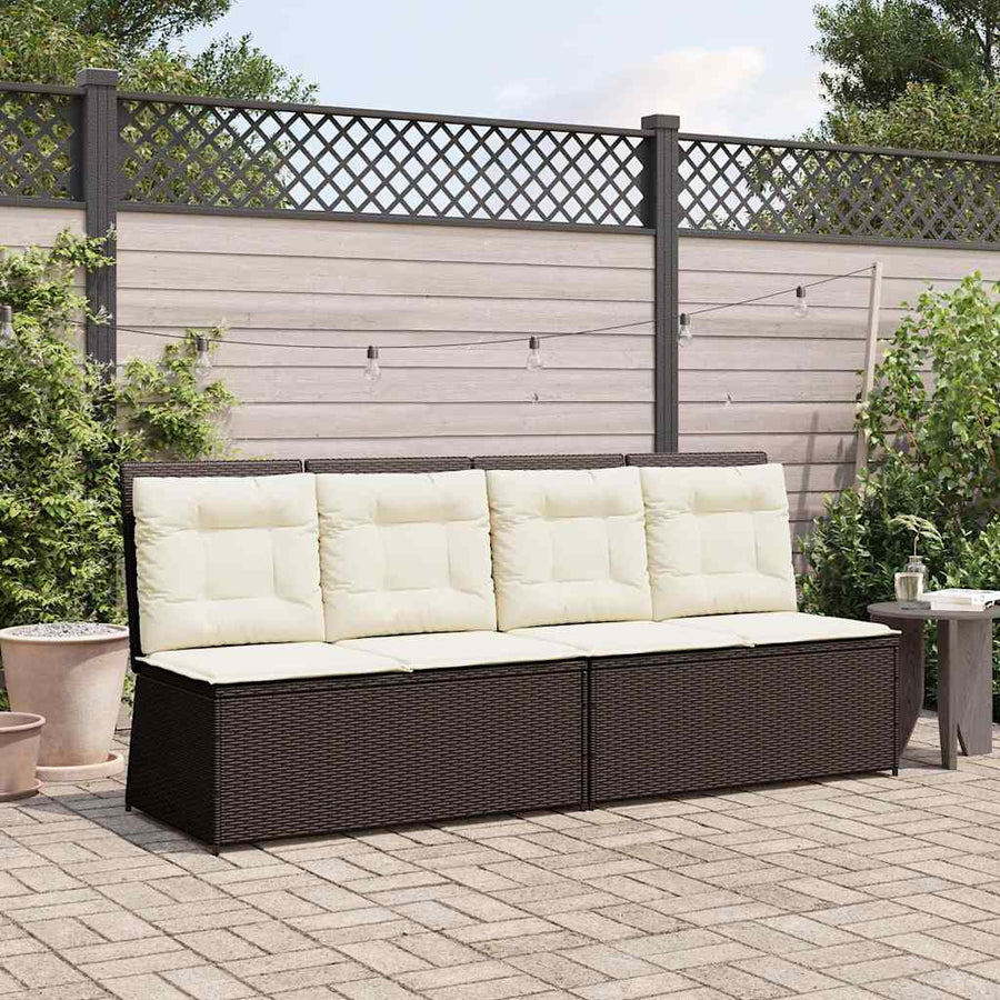 Tuinbankje Verstelbaar Met Kussens Poly Rattan 1 Bruin