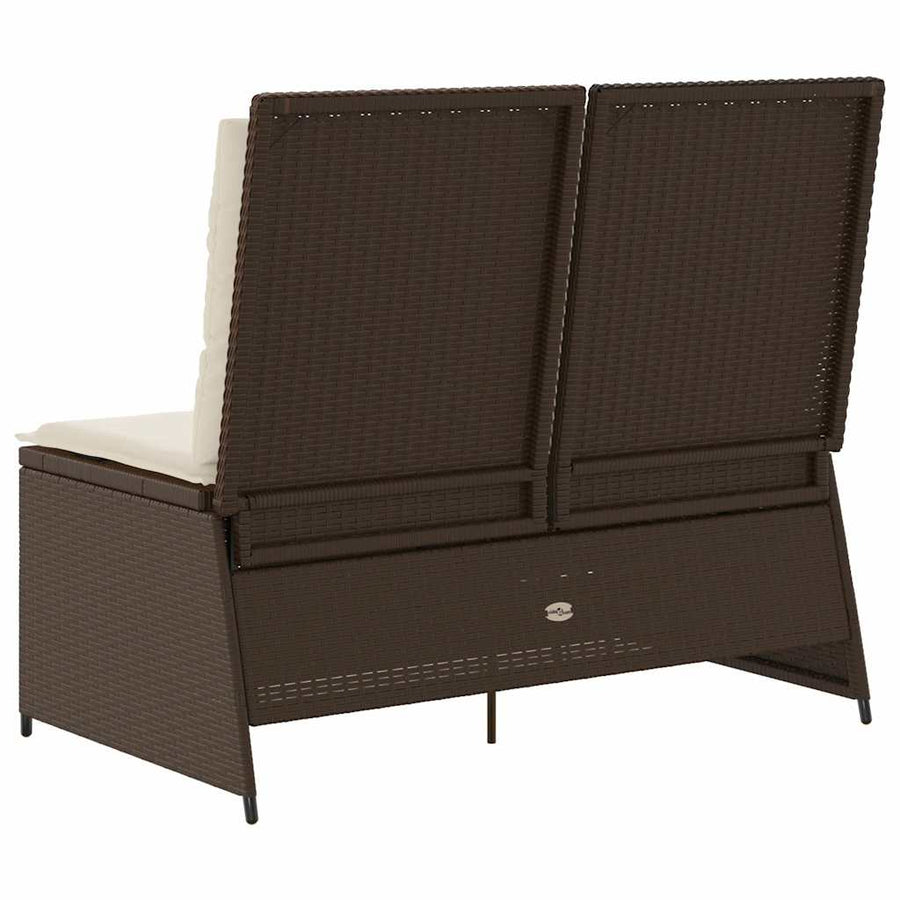 Tuinbankje Verstelbaar Met Kussens Poly Rattan 1 Bruin