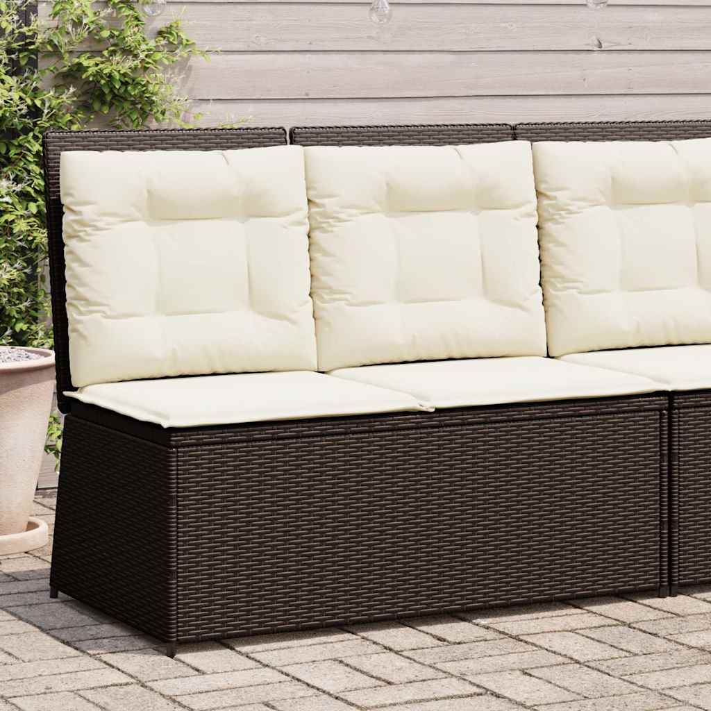 Tuinbankje Verstelbaar Met Kussens Poly Rattan 1 Bruin
