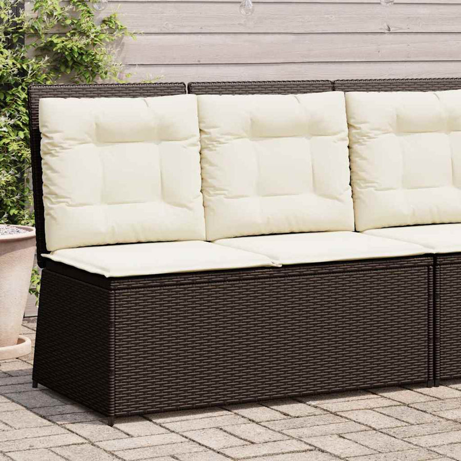 Tuinbankje Verstelbaar Met Kussens Poly Rattan 1 Bruin
