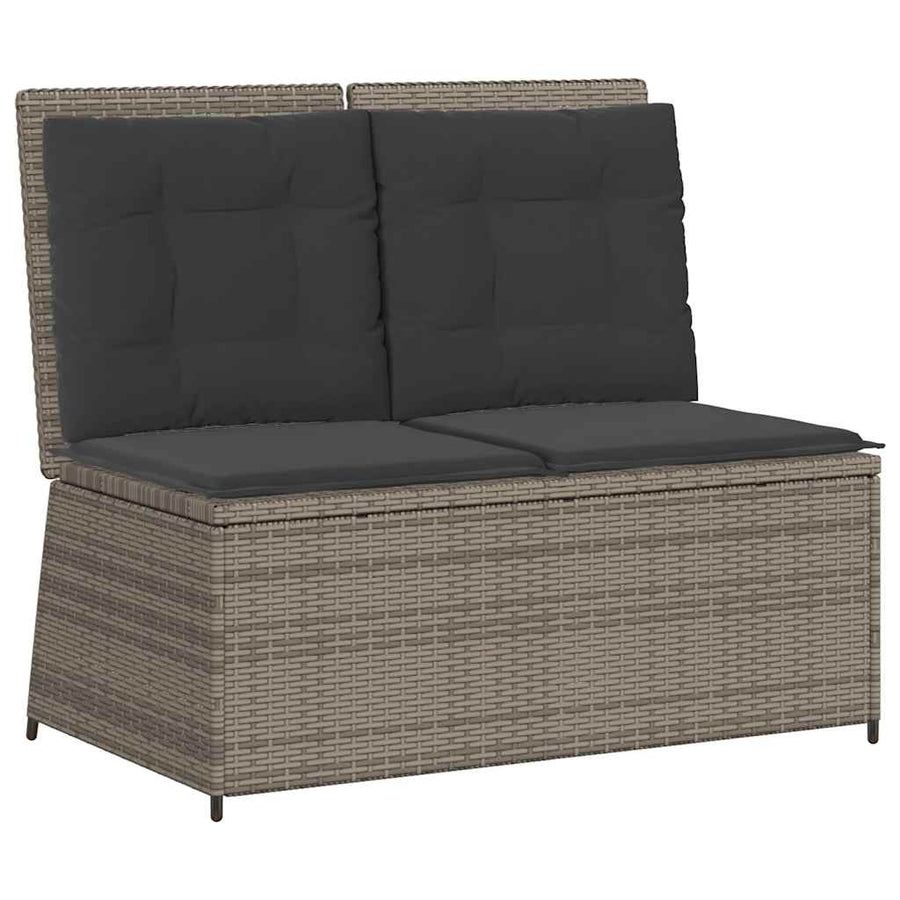 Tuinbankje Verstelbaar Met Kussens Poly Rattan 1 Grijs