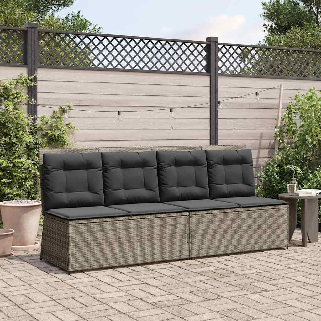 Tuinbankje Verstelbaar Met Kussens Poly Rattan 1 Grijs