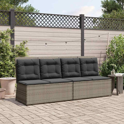 Tuinbankje Verstelbaar Met Kussens Poly Rattan 1 Grijs