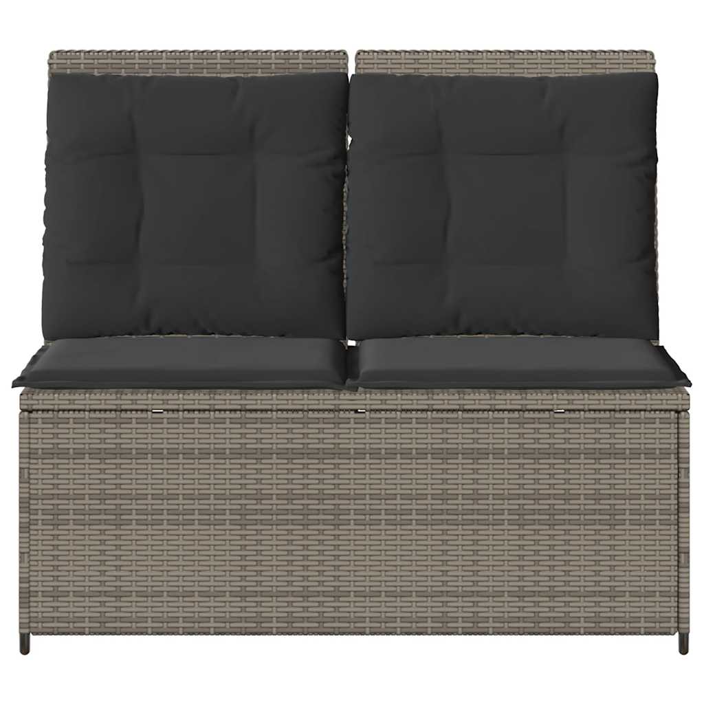 Tuinbankje Verstelbaar Met Kussens Poly Rattan 1 Grijs